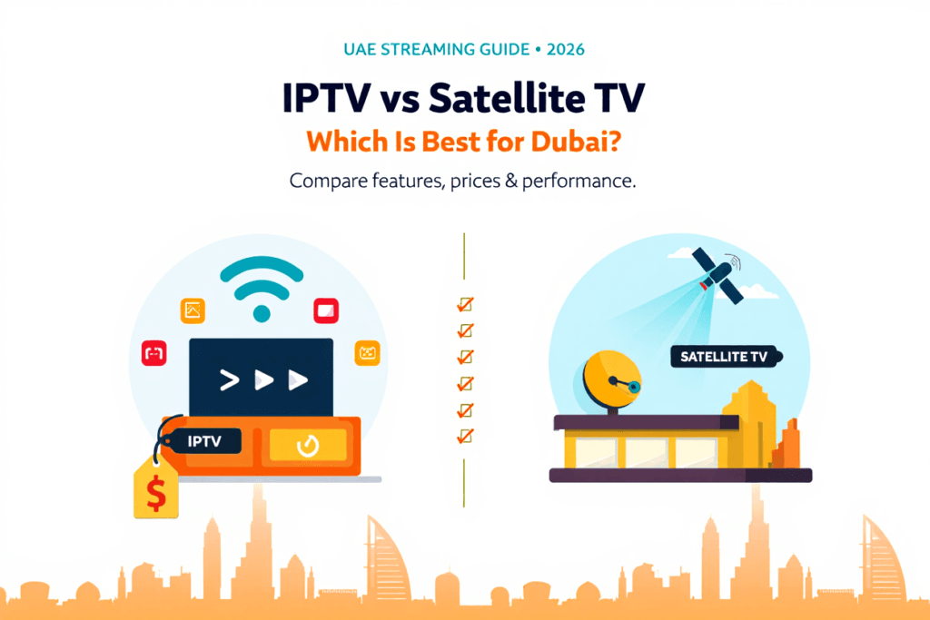 IPTV vs Satellite TV UAE 2026: Which Is Best for Dubai? IPTV vs Satellite Infographic